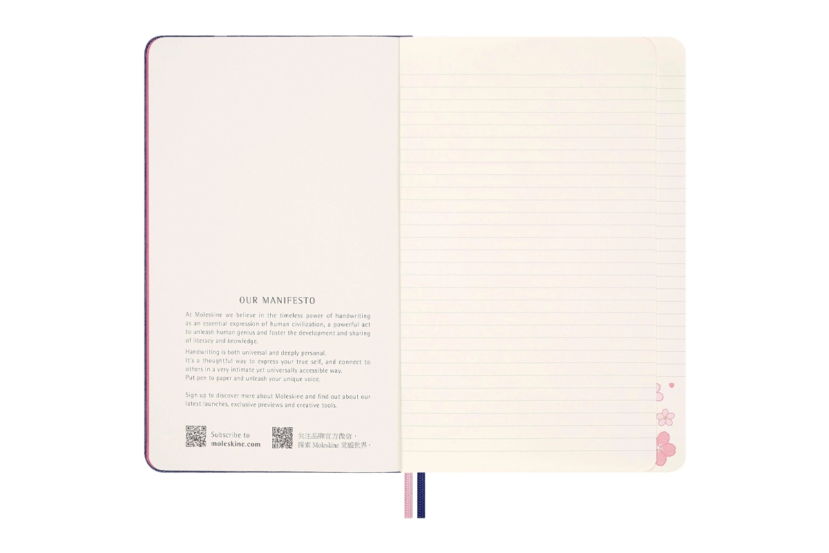 Een Verschijnt 3e week maart - Moleskine Limited Edition Sakura Ruled Hardcover Large Notebook + Gift Box koop je bij Moleskine.nl